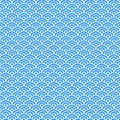 Simple vector pixel art azure and white seamless pattern of minimalistic geometric scaly hexagon pattern in japanese styl