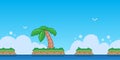 8bit pixel art illustration of landscape of palm tree and separate islands Royalty Free Stock Photo