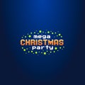 Simple vector pixel art illustration of headline of signboard with text mega christmas party