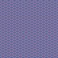 Simple vector pixel art seamless pattern of minimalistic medium persian blue and tulip colors scaly japanese water waves
