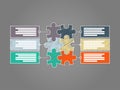 Colorful six piece puzzle presentation infographic template