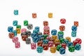 Colorful Six-Pointed Dice Set on White Background - Perfect for Board Games and Casino Nights Royalty Free Stock Photo