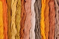 Colorful skeins of floss as background texture Royalty Free Stock Photo