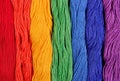 Colorful skeins of floss as background texture Royalty Free Stock Photo