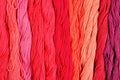 Colorful skeins of floss as background texture Royalty Free Stock Photo