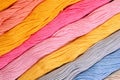 Colorful skeins of floss as background texture Royalty Free Stock Photo