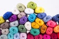 Colorful skeins of Yarn in pile Royalty Free Stock Photo