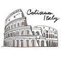 Colorful sketch of a beautiful coliseum italy pattern on a background drawing summer picture Flat vector