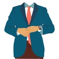 Colorful sketch of businessman buttoning his jacket