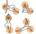 Colorful sketch of a hand drawing yoga girls pattern on a white background drawing eps Flat vector