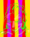 Colorful sketch portrait of strict girl liner graphic art