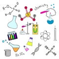 Colorful sketch of science doddle elements Royalty Free Stock Photo