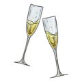 Colorful sketch of two glasses of champagne Royalty Free Stock Photo