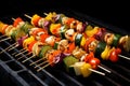Colorful Skewers vegetables grill food. Generate Ai
