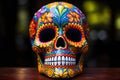 A colorful skull, Dia de los muertos