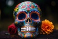 A colorful skull, Dia de los muertos