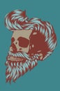 Colorful skull with modern male hairstyle and beard