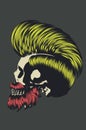 Colorful skull with modern male hairstyle and beard