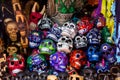 Colorful skulls handcrafted art in Mexico