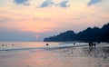 Colorful Sky with Clouds at Evening at Crowded Radhanagar Beach, Havelock Island, Andaman, India