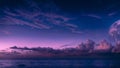 Colorful sky with clouds on seascape at night. Generative AI. Royalty Free Stock Photo