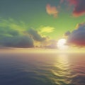 Colorful sky, clouds, and sunset over the ocean. Generative AI. Royalty Free Stock Photo