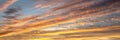 Colorful sky with clouds at sunset, panoramic nature background web banner