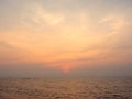 Colorful sky at Dawn at Promenade Beach, Puducherry, India