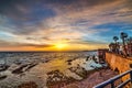 Colorful sky over Alghero shoreline Royalty Free Stock Photo