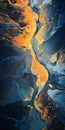 Colorful Sky River: Abstract Wallpaper In Dark Blue And Amber