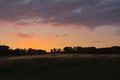 Colorful sky after sunset over a Hesbaye landscape Royalty Free Stock Photo
