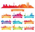 Colorful Skyline of Asian Cities Royalty Free Stock Photo
