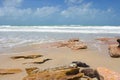 Colorful slabs of beach rock on Cable Beach, Broome, Western Australia.