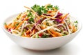 Colorful slaw made from broccoli stems and cabbage Royalty Free Stock Photo