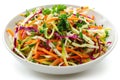 Colorful slaw made from broccoli stems and cabbage Royalty Free Stock Photo