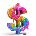 Colorful Slime Dollar Sign on White Background.