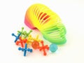 Colorful Slinky Toy and Jacks Royalty Free Stock Photo