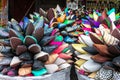 Colorful slippers for sale in Marrakesh souq, Morocco Royalty Free Stock Photo