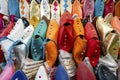 Colorful slippers sold in old town of Marrakech, Morocco Royalty Free Stock Photo