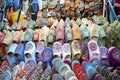 Colorful slippers sold in old town of Marrakech, Morocco Royalty Free Stock Photo