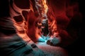 Colorful Slot Canyon in National Park extreme closeup. Generative AI