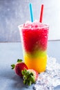 Colorful Slush Drink with Strawberries and Ice Royalty Free Stock Photo