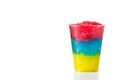 Colorful slushie of differents flavors with straw in plastic cup Royalty Free Stock Photo