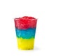 Colorful slushie of differents flavors with straw in plastic cup Royalty Free Stock Photo