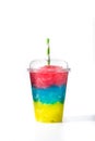 Colorful slushie with straw in plastic cup Royalty Free Stock Photo