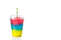 Colorful slushie with straw in plastic cup Royalty Free Stock Photo