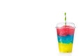 Colorful slushie with straw in plastic cup Royalty Free Stock Photo