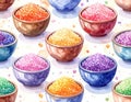Colorful Small Beads in Ceramic Bowls Royalty Free Stock Photo