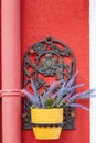 Colorful small, brightly painted houses on the island of Burano,Venice, Italy Royalty Free Stock Photo