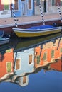 Colorful small, brightly painted houses on the island of Burano,Venice, Italy Royalty Free Stock Photo